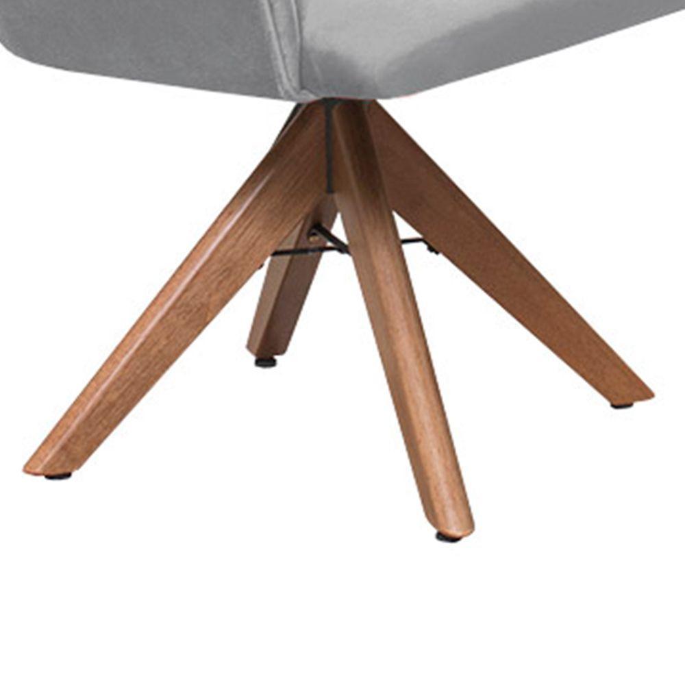 Poltrona Camélia Base Giratória De Madeira Veludo Cor Cinza 2107 - 6
