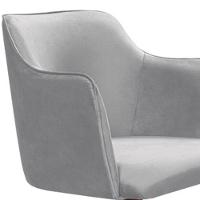 Poltrona Camélia Base Giratória De Madeira Veludo Cor Cinza 2107 - 5