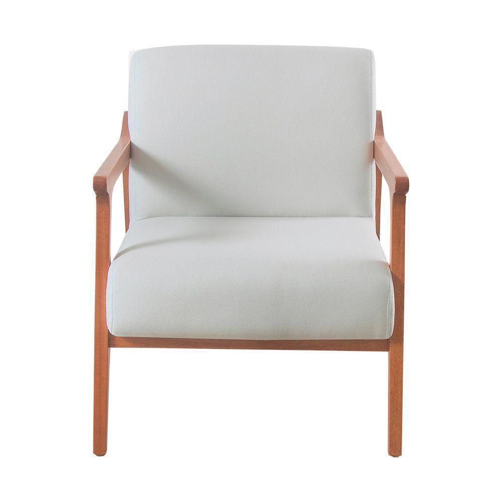 Poltrona Hortência Em Linho Com Base De Madeira Cor Cru 2370 - 4