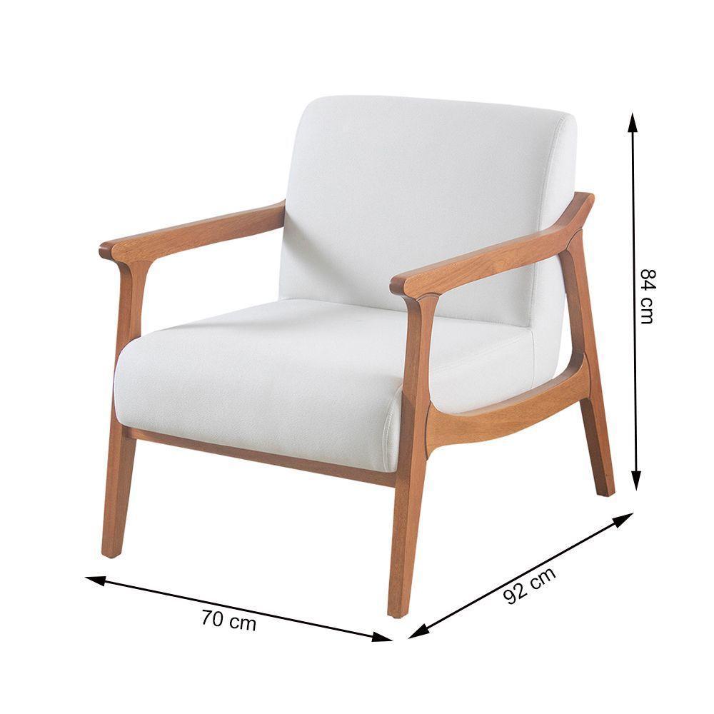Poltrona Hortência Em Linho Com Base De Madeira Cor Cru 2370 - 6