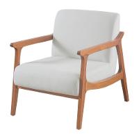 Poltrona Hortência Em Linho Com Base De Madeira Cor Cru 2370 - 1