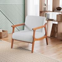 Poltrona Hortência Em Linho Com Base De Madeira Cor Cru 2370 - 2