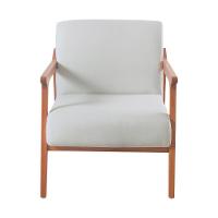 Poltrona Hortência Em Linho Com Base De Madeira Cor Cru 2370