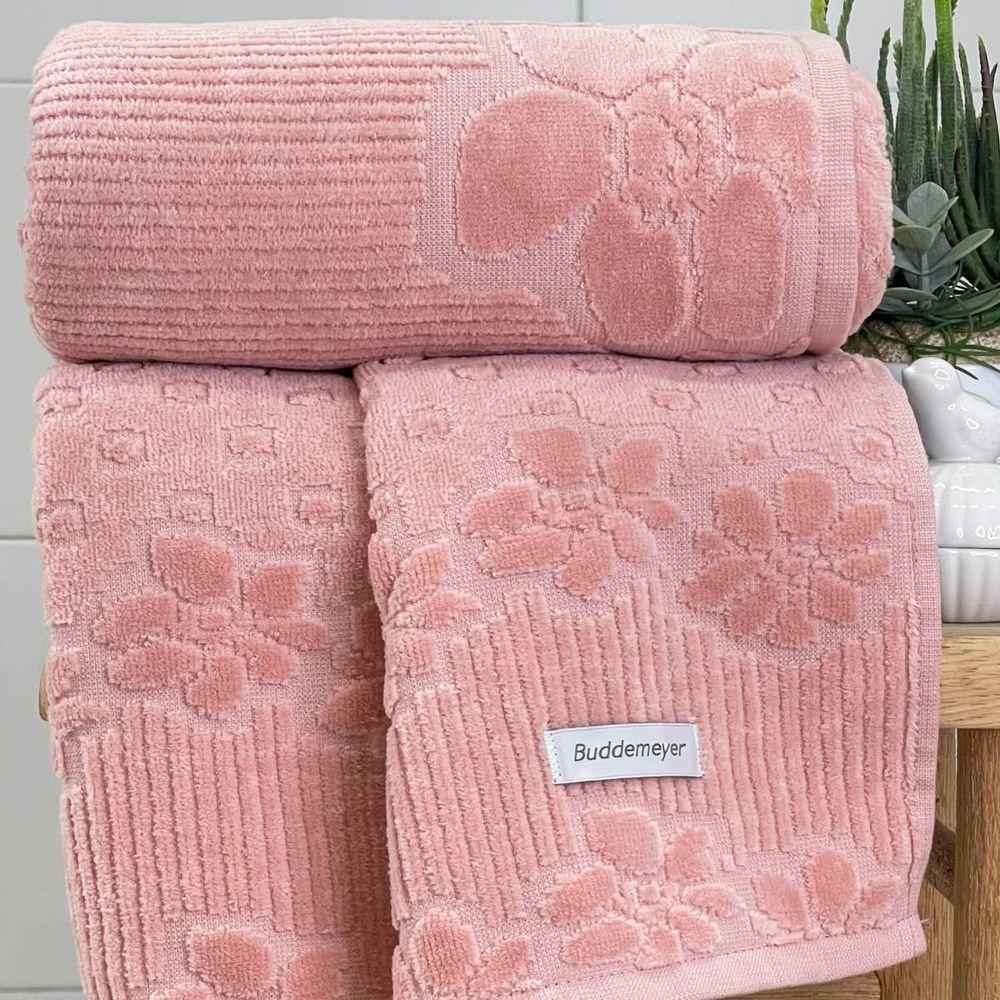 Toalha De Rosto Buddemeyer Lollipop Veludo 48x80 Rosa - 1
