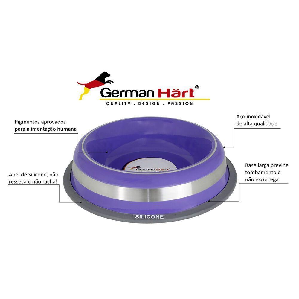 Comedouro Elegante Inox Roxo 850ml Com Base Antiderrapante Para Pets - 4