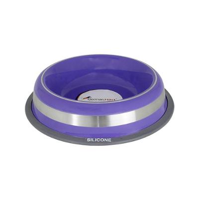 Comedouro Elegante Inox Roxo 850ml Com Base Antiderrapante Para Pets