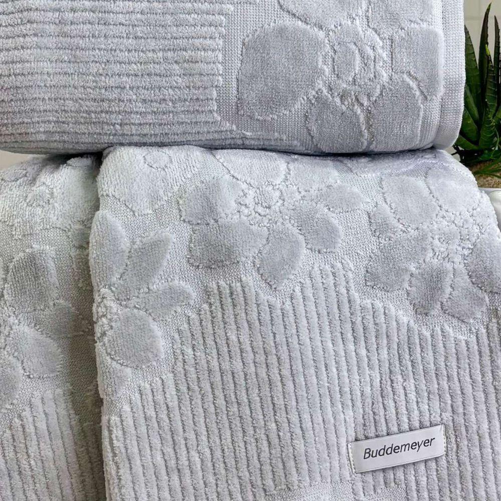 Toalha De Rosto Buddemeyer Lollipop Veludo 48x80 Prata - 2