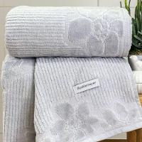 Toalha De Rosto Buddemeyer Lollipop Veludo 48x80 Prata - 1