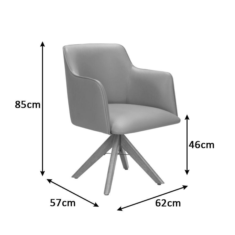 Poltrona Camélia Base Giratória De Madeira Veludo Cor Chumbo 2193 - 3