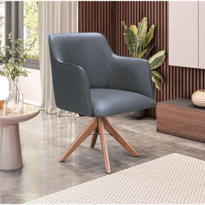 Poltrona Camélia Base Giratória De Madeira Veludo Cor Chumbo 2193