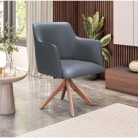 Poltrona Camélia Base Giratória De Madeira Veludo Cor Chumbo 2193 - 1