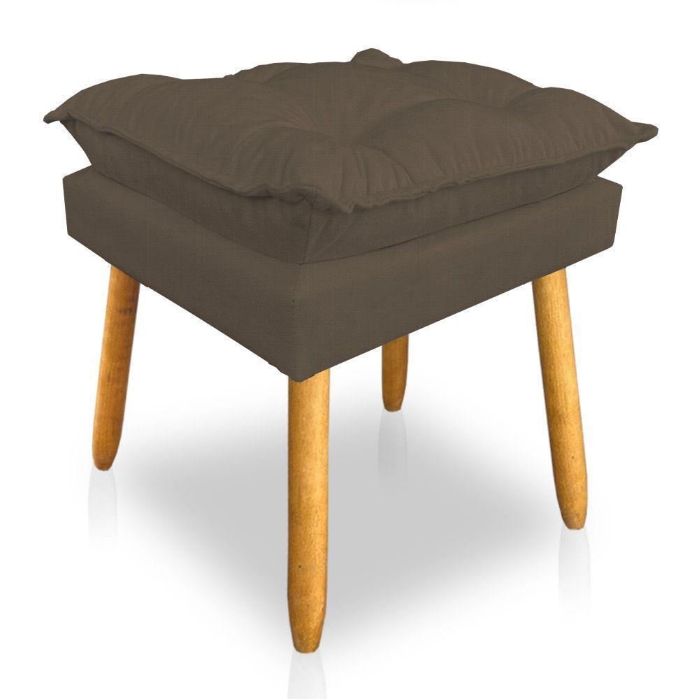 Puff Decorativo Opala Linho Marrom Pés Palito Sky Mobile - 2