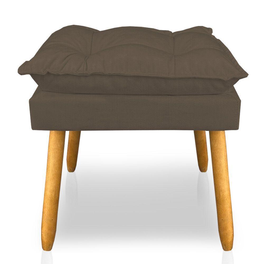 Puff Decorativo Opala Linho Marrom Pés Palito Sky Mobile - 3