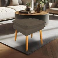 Puff Decorativo Opala Linho Marrom Pés Palito Sky Mobile - 1