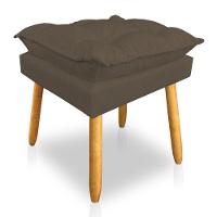 Puff Decorativo Opala Linho Marrom Pés Palito Sky Mobile - 2