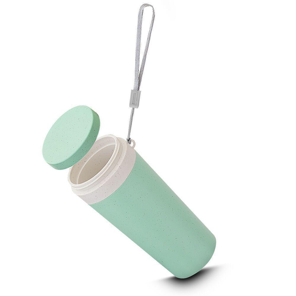Copo Ecológico Duplo Antivazamento Com Alça Verde - Sustentável E Prático 300ml - 1