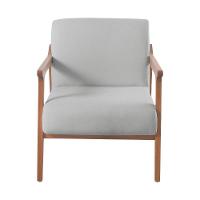 Poltrona Hortência Em Linho Com Base De Madeira Cor Cinza Claro 2371 - 3
