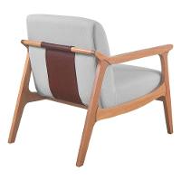 Poltrona Hortência Em Linho Com Base De Madeira Cor Cinza Claro 2371