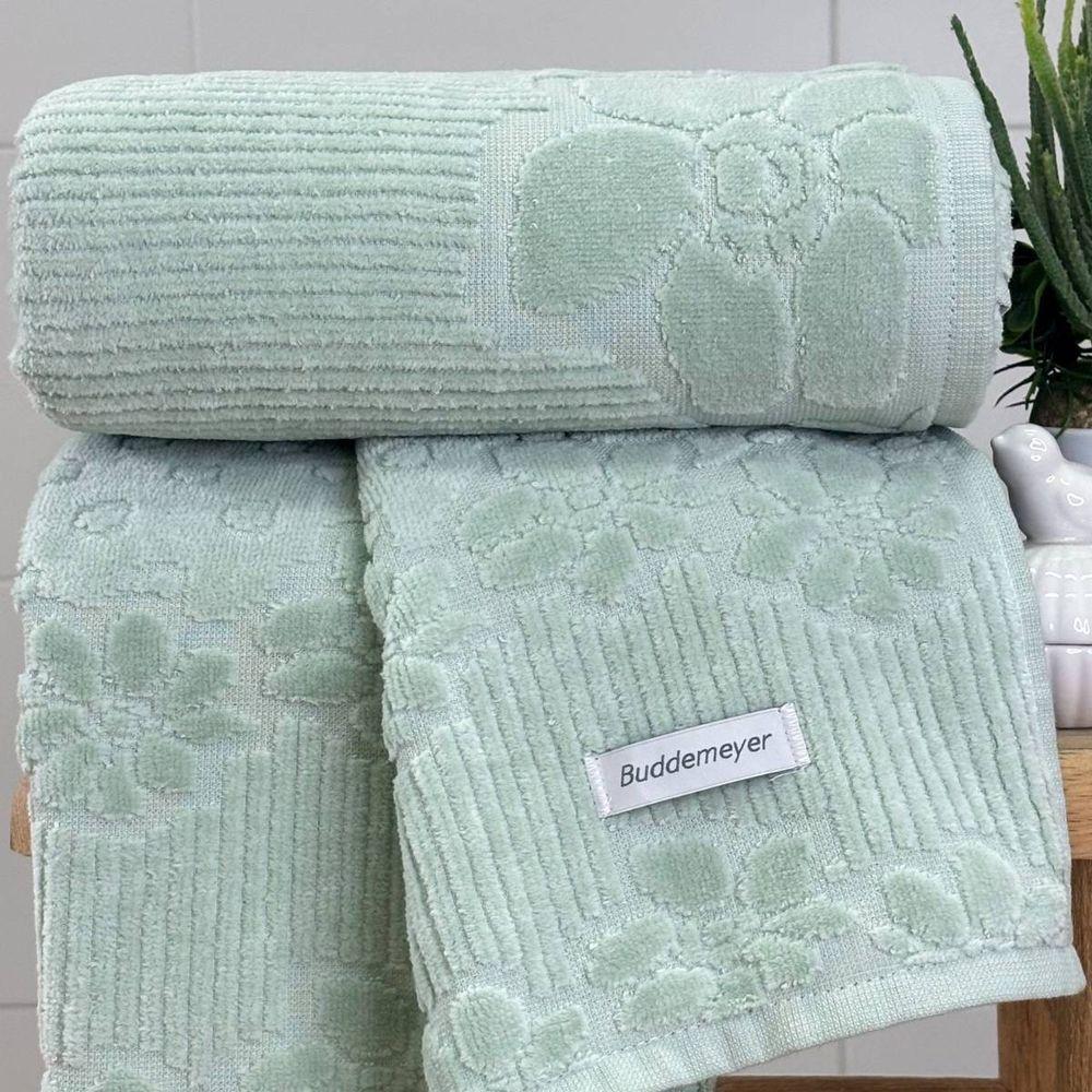 Toalha De Rosto Buddemeyer Lollipop Veludo 48x80 Verde Sereno - 1