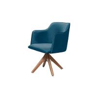 Poltrona Camélia Base Giratória De Madeira Veludo Cor Azul 2133 - 5