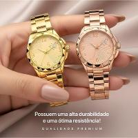 Relogio Dourado Prova Dagua Feminino Original Kit Banhado Qualidade Premium Combo Resistente Casual - 6
