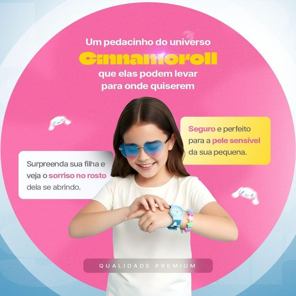 Relogio Azul Infantil Silicone + Pulseira Oculos + Caixa Presente Pulseira Ajustavel Menina Crianca - 3