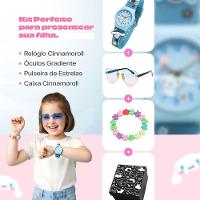 Relogio Azul Infantil Silicone + Pulseira Oculos + Caixa Presente Pulseira Ajustavel Menina Crianca - 2