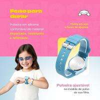 Relogio Azul Infantil Silicone + Pulseira Oculos + Caixa Presente Pulseira Ajustavel Menina Crianca - 5