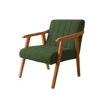 Poltrona Decorativa Com Braço Em Madeira Maciça Livia Veludo Verde - 2