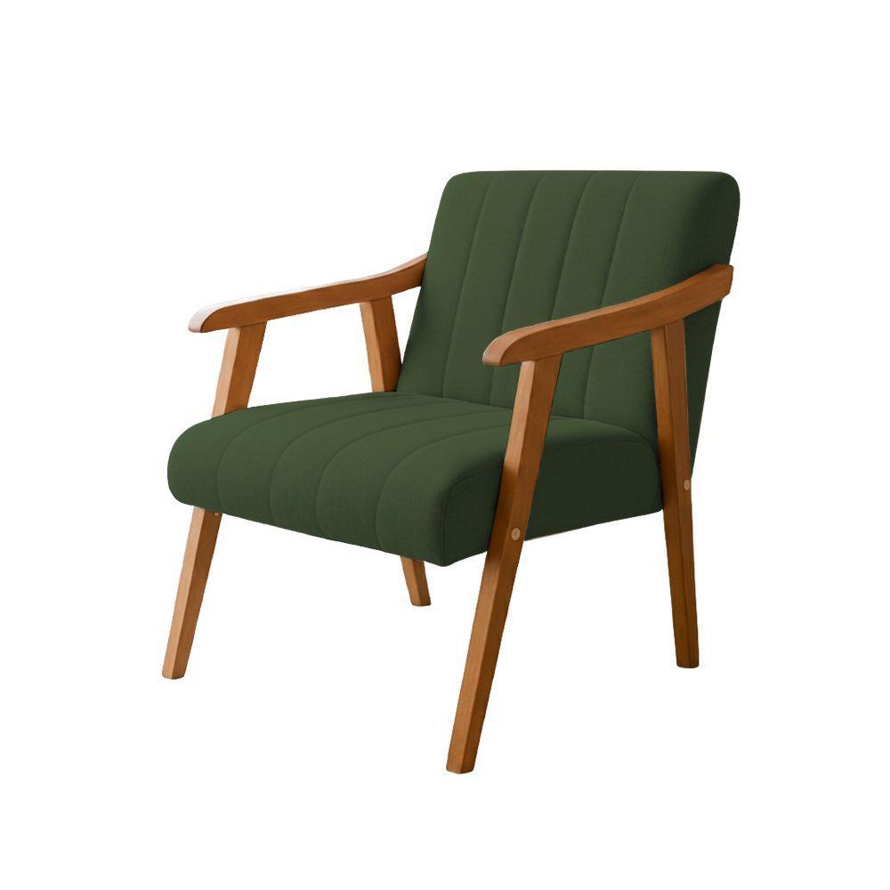 Kit 2 Poltronas Decorativa Com Braço Em Madeira Maciça Livia Linho Verde - 5