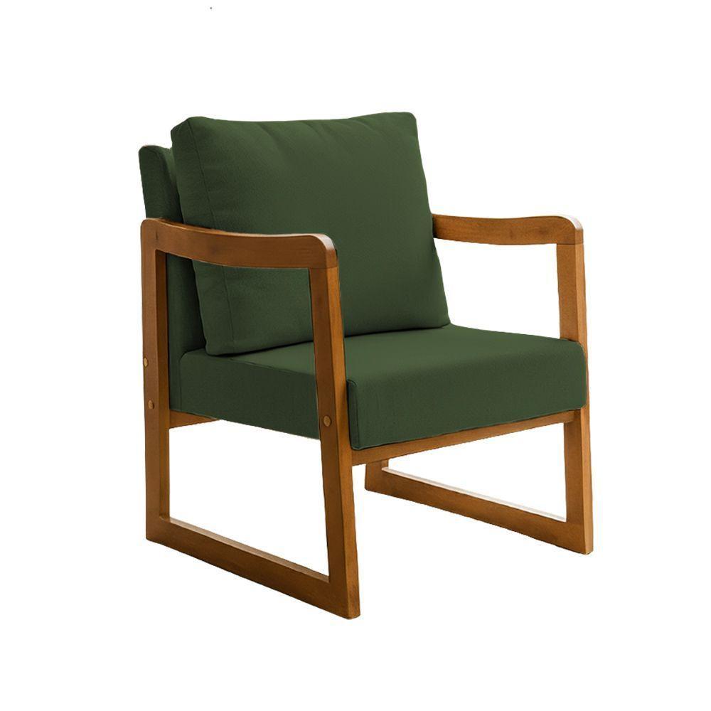 Kit 2 Poltronas Decorativa Com Braço Em Madeira Maciça Alice Linho Verde - 5
