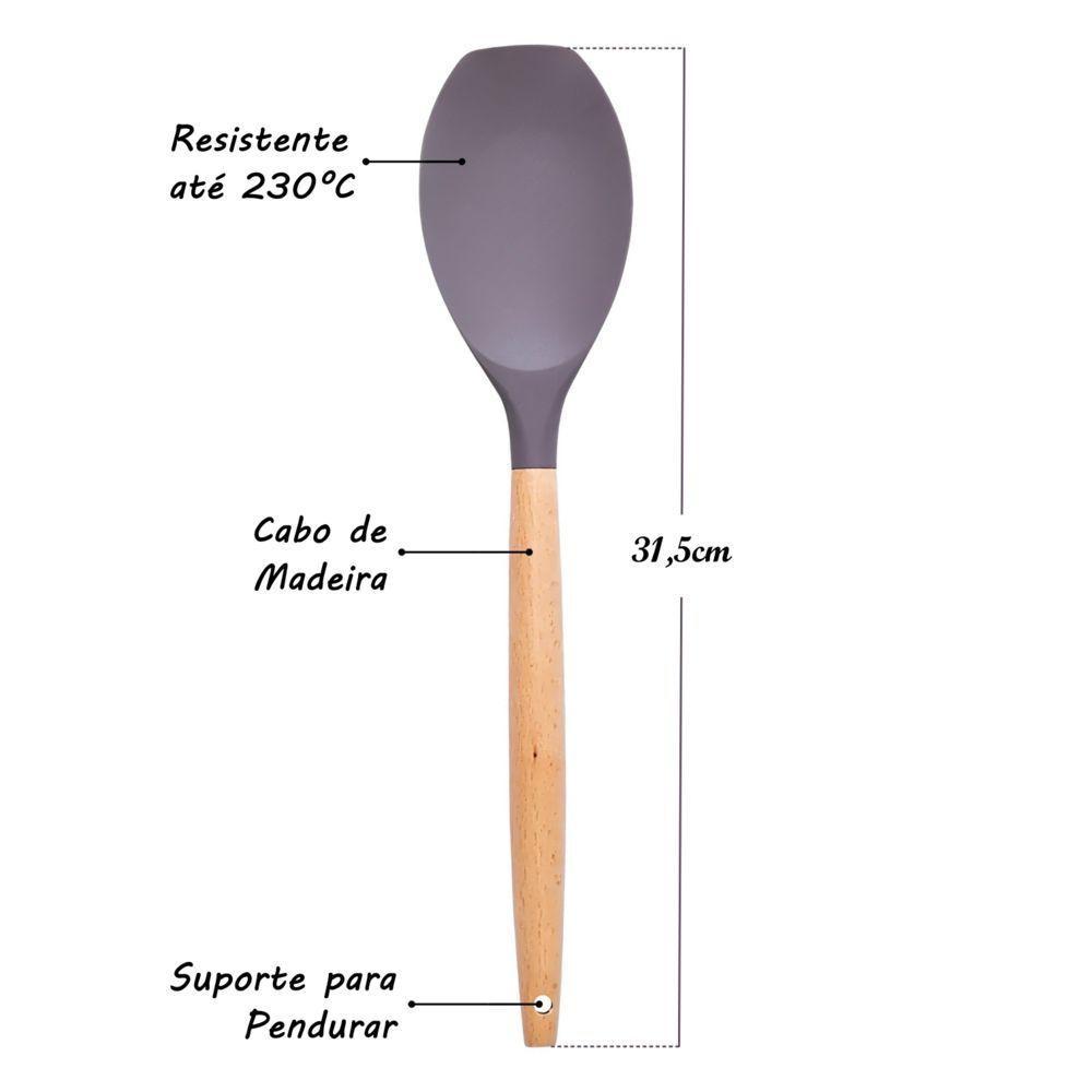Espátula De Silicone Premium Com Cabo De Madeira - Confeitaria Estilosa E Prática - 3
