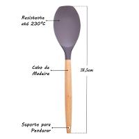Espátula De Silicone Premium Com Cabo De Madeira - Confeitaria Estilosa E Prática - 3