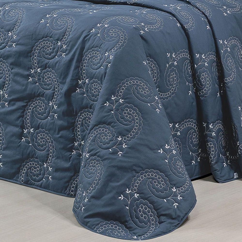 Cobre Leito + Jogo De Cama 7 Peças Queen Percal 200 Fios Mistral 100% Algodão - Topázio - 4