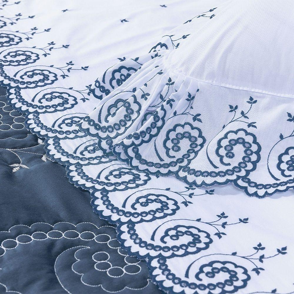 Cobre Leito + Jogo De Cama 7 Peças Queen Percal 200 Fios Mistral 100% Algodão - Topázio - 8