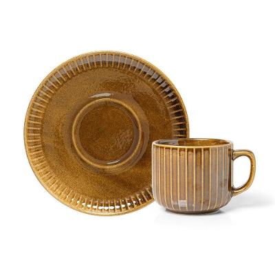 Xícara Com Pires Copa E Cia Ravonna Em Cerâmica Brun Terra
