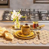 Xícara Com Pires Copa E Cia Ravonna Em Cerâmica Brun Terra - 2