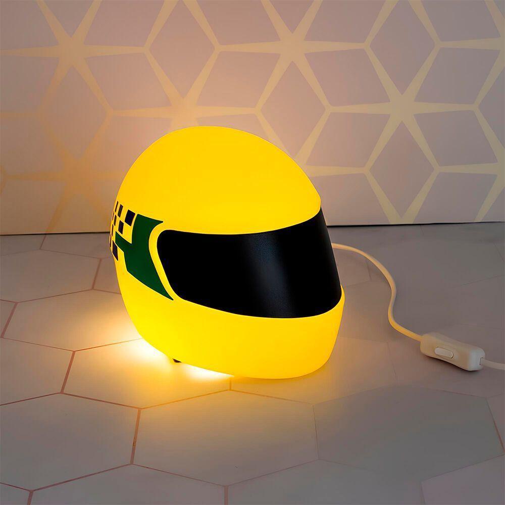 Luminária De Mesa 3d Capacete Amarelo Ayrton Senna Bivolt Decorativa - 2