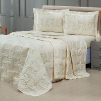 Cobre Leito + Jogo De Cama 7 Peças Queen Percal 200 Fios Mistral 100% Algodão - Palha - 5