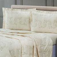 Cobre Leito + Jogo De Cama 7 Peças Queen Percal 200 Fios Mistral 100% Algodão - Palha - 6