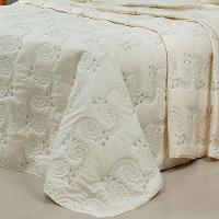 Cobre Leito + Jogo De Cama 7 Peças Queen Percal 200 Fios Mistral 100% Algodão - Palha - 7