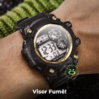 Relogio Prova Dagua Digital + Oculos Sol Protecao Uv Data Dourado Esportivo Ajustavel Menino Criança