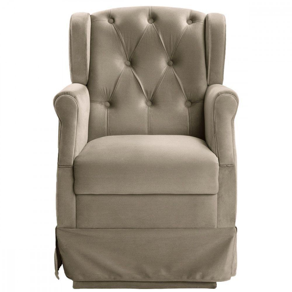 Poltrona De Amamentação Balanço Ternura Puff Suede Bege Bege - 2