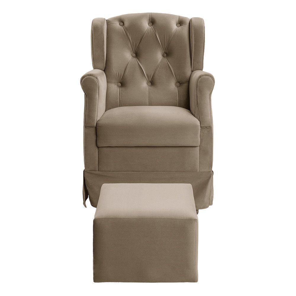 Poltrona De Amamentação Balanço Ternura Puff Suede Bege Bege - 4