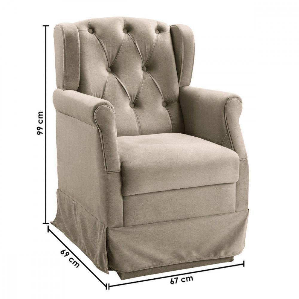 Poltrona De Amamentação Balanço Ternura Puff Suede Bege Bege - 5