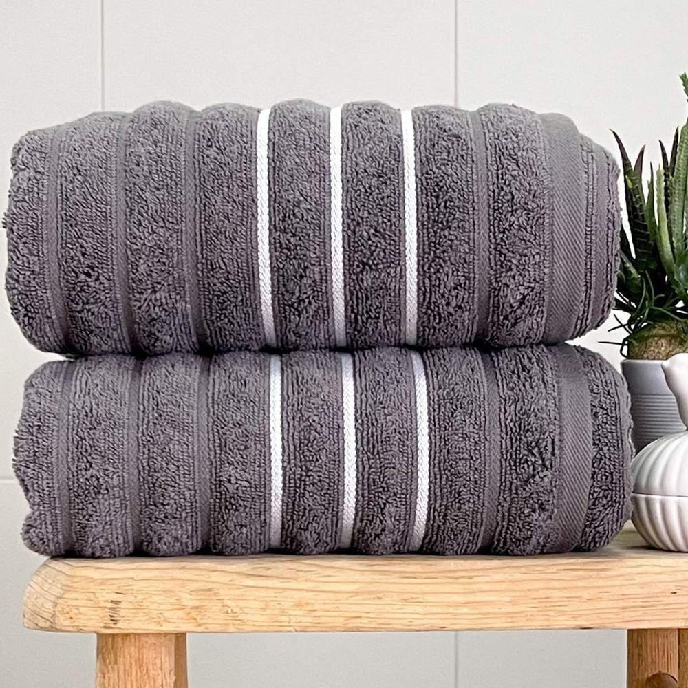 Toalha Banhão Wave Fio Penteado 80x150 Cinza Chumbo - 1