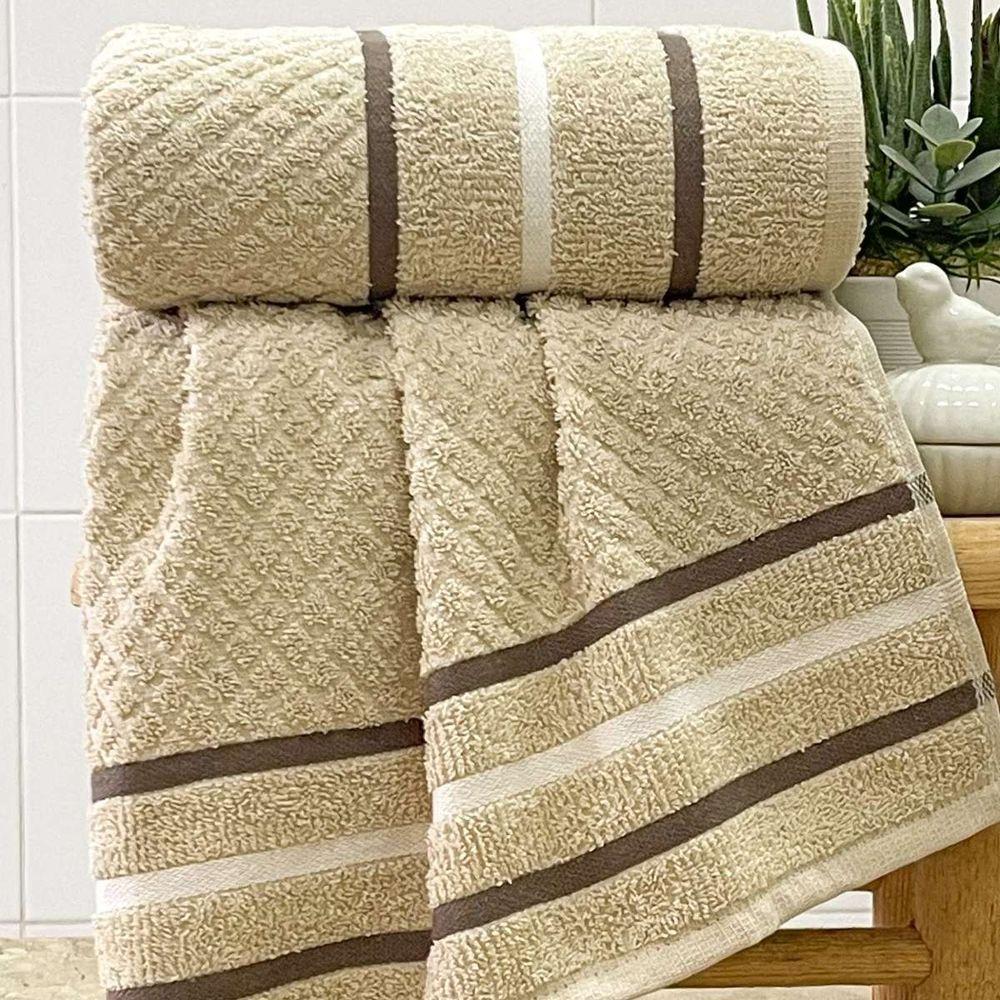 Toalha Banhão Verona Fio Penteado 75x150 Bege - 1