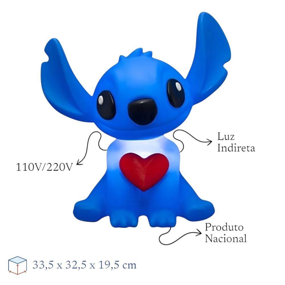 Luminária 3d Do Stitch Com Coração - Decoração Criativa Oficial Disney - 3