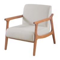 Poltrona Hortência Em Linho Com Base De Madeira Cor Bege Claro 2372 - 1