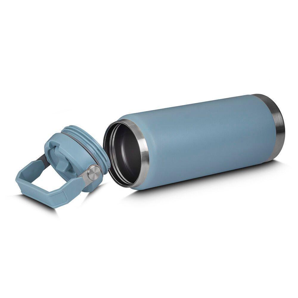 Garrafa Térmica Azul Em Aço Inox 900ml Com Alça - Parede Dupla E Isolamento Térmico - 4